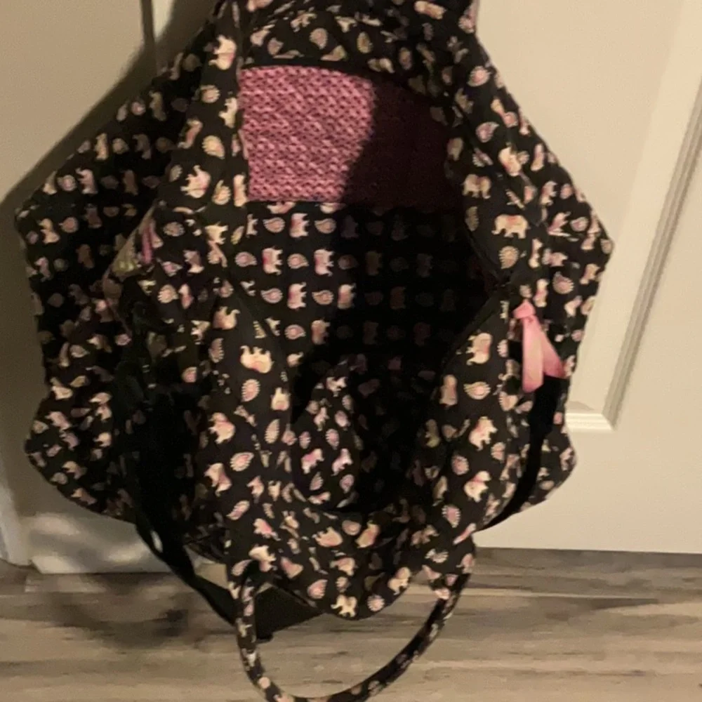 Vera Bradley Black and Pink Elephant Travel Bag - Picture 2 of 4